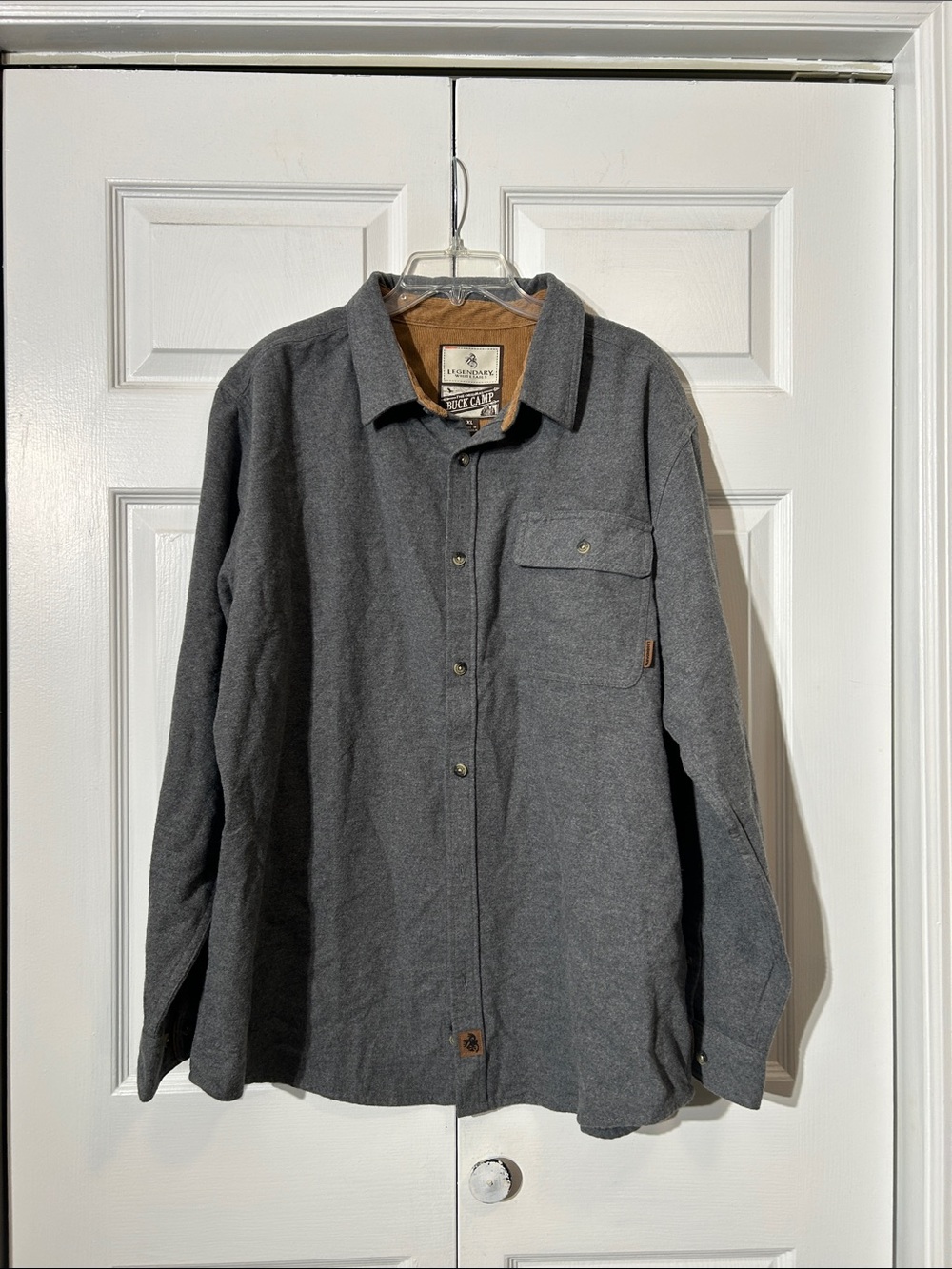 Legendary Whitetails Gray Flannel Button-Front Shirt Jacket with Chest Pocket